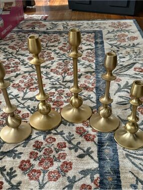 T.J.Maxx Gold Metallic Taper Candlestick Set